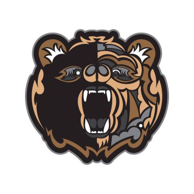 Bir ayının renkli yüzü. İzole edilmiş. Vektör illüstrasyonu.