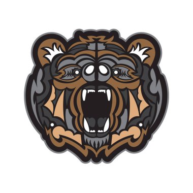 Bir ayının renkli yüzü. İzole edilmiş. Vektör illüstrasyonu.