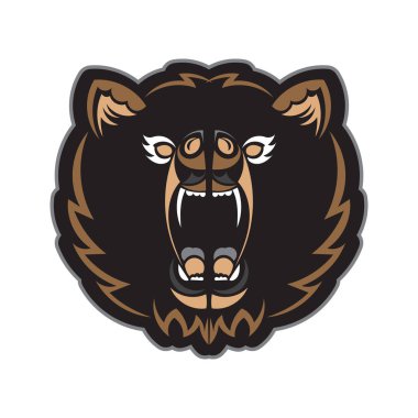 Bir ayının renkli yüzü. Tişört ve parmak izi için iyi. İzole edilmiş. Vektör illüstrasyonu.