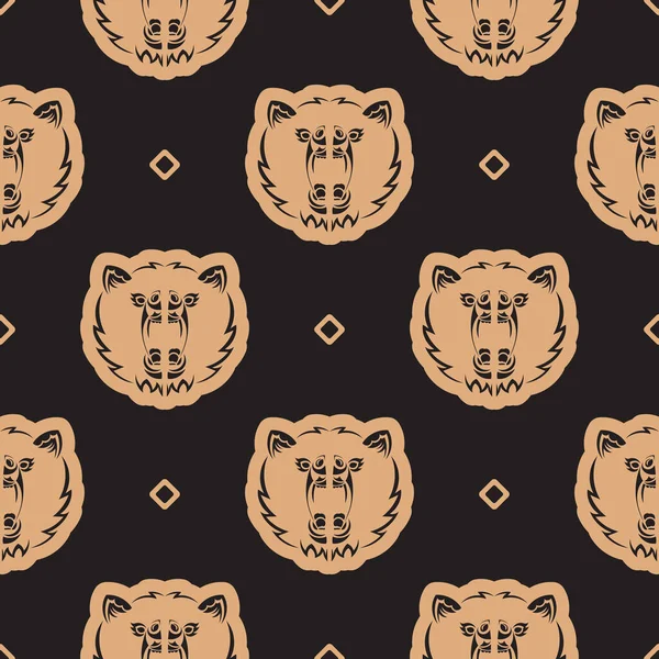 Płynny Wzór Bear Face Prostym Stylu Dobre Dla Odzieży Tekstyliów — Wektor stockowy