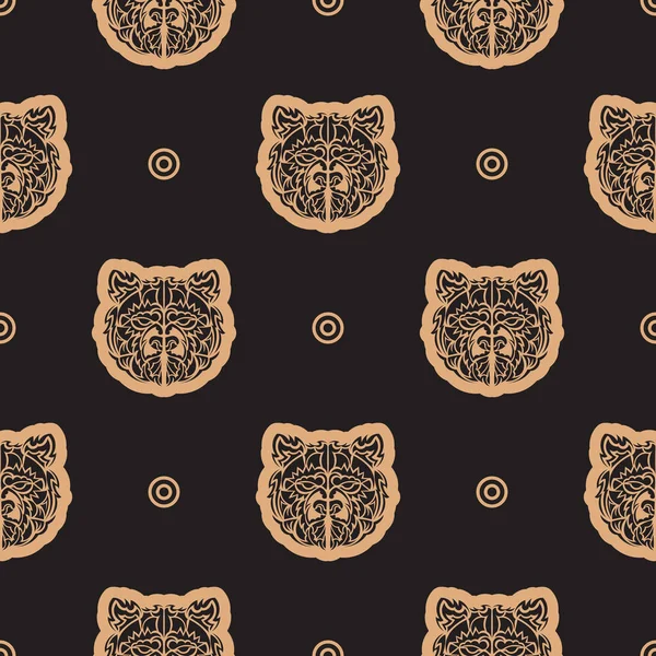 Seamless Pattern Bear Face Simple Style Good Mural Wallpaper Fabric — Stock Vector
