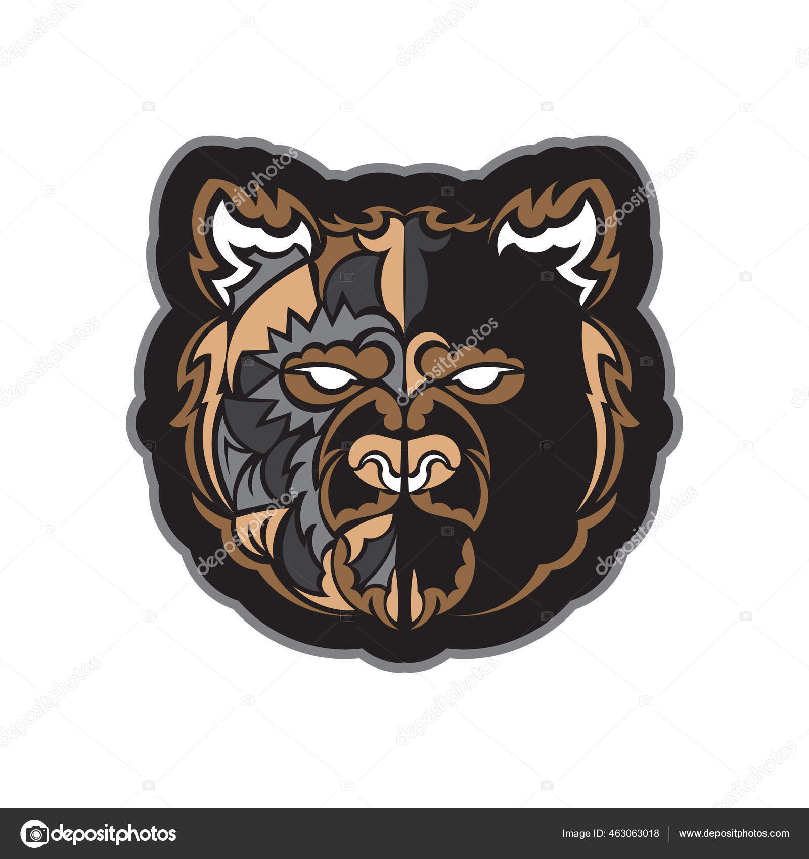 クマのカラープリントの顔 マイアミ風だ 隔離されてる ベクターイラスト ストックベクター C Javvani