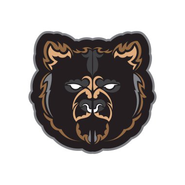 Bir ayının renkli yüzü. Samoa tarzı. Tişört ve parmak izi için iyi. İzole edilmiş. Vektör illüstrasyonu.