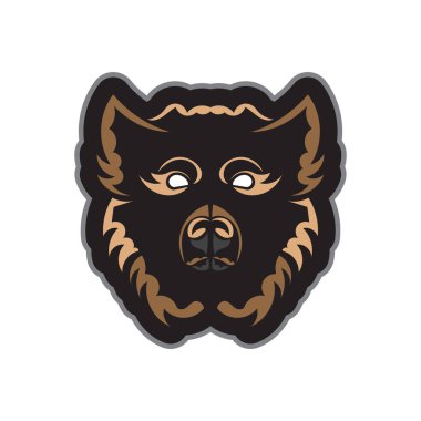 Bir köpeğin renkli yüzü. Miami tarzı. Tişört ve parmak izi için iyi. İzole edilmiş. Vektör illüstrasyonu.