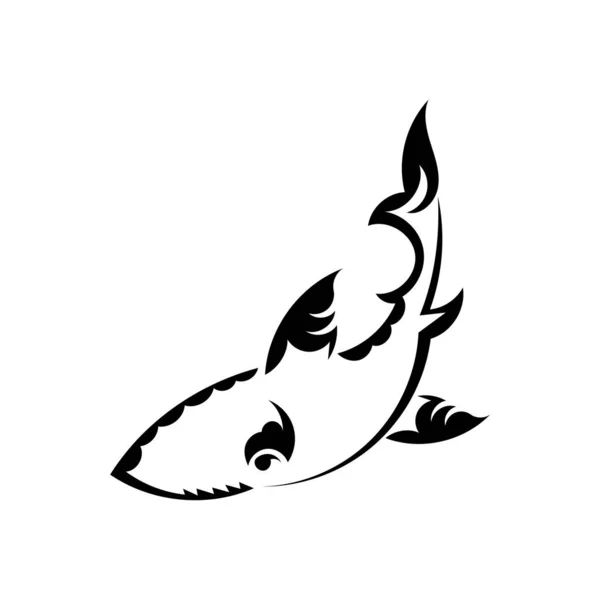 Tatuagem Tubarão Estilo Simples Isolado Ilustração Vetorial — Vetor de Stock