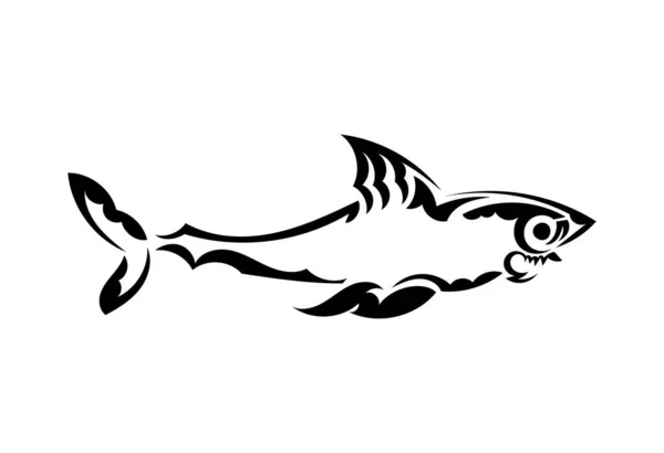 Tatuagem Tubarão Estilo Boho Isolado Ilustração Vetorial — Vetor de Stock