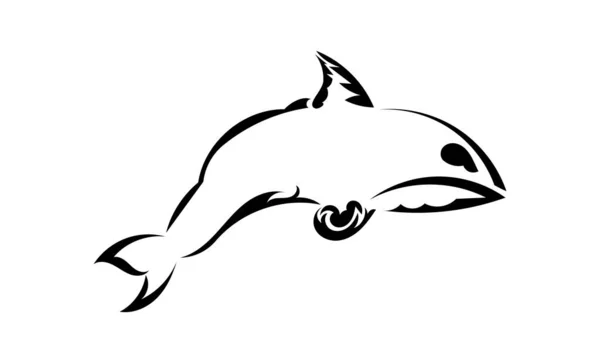 Tatouage Baleine Dans Style Simple Isolé Illustration Vectorielle — Image vectorielle