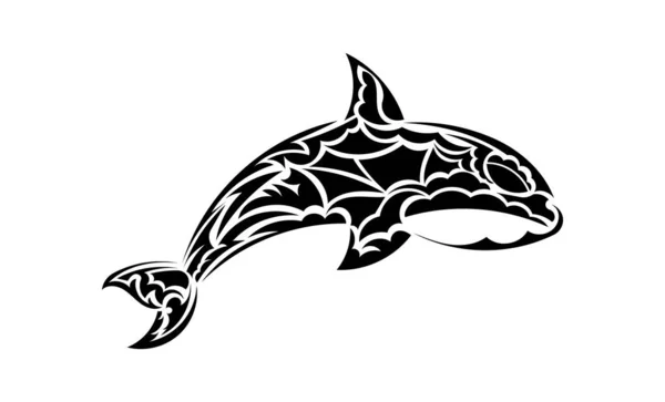 Китовий Татуювання Простому Стилі Ізольовані Векторні Ілюстрації — стоковий вектор