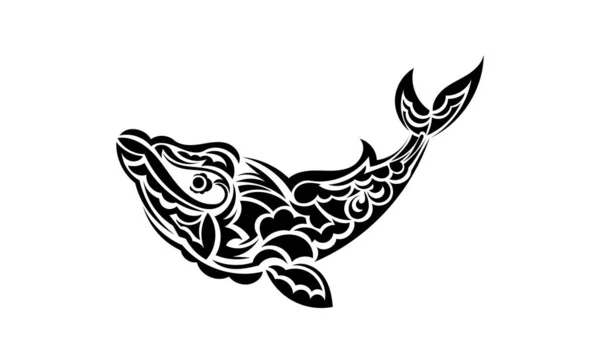 Whale Tattoo Polynesia Style Isolated Vector Illustration — Stock Vector