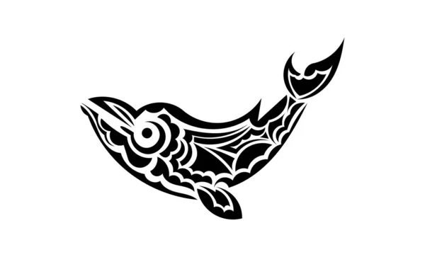 Tatouage Baleine Dans Style Polynésie Isolé Illustration Vectorielle — Image vectorielle