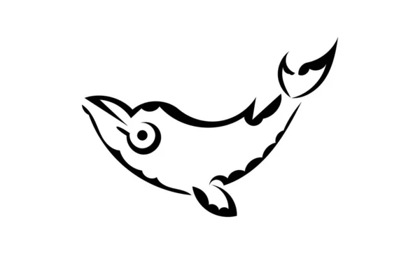 Tatouage Baleine Dans Style Maori Isolé Illustration Vectorielle — Image vectorielle