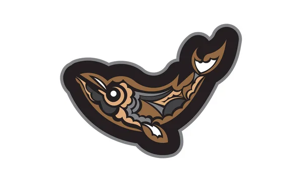 Baleine Colorée Imprimée Dans Style Maori Isolé Illustration Vectorielle — Image vectorielle