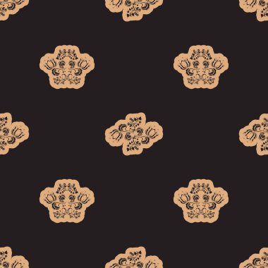 Basit bir şekilde çiçek ve monogramlı kusursuz lüks desen. Menüler, kartpostallar, kitaplar, duvar resimleri ve kumaşlar için iyidir. Vektör illüstrasyonu.