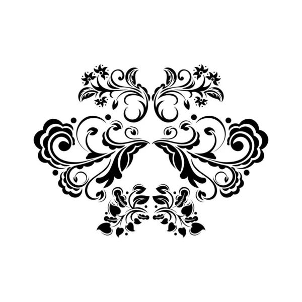 Ornamento Floral Hoja Pergamino Grabado Diseño Decorativo Patrón Retro Tatuaje — Archivo Imágenes Vectoriales