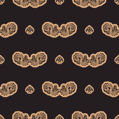 Barok tarzında monogramlı kusursuz koyu bir desen. Menüler, kartpostallar, kitaplar, duvar resimleri ve kumaşlar için iyidir. Vektör illüstrasyonu.