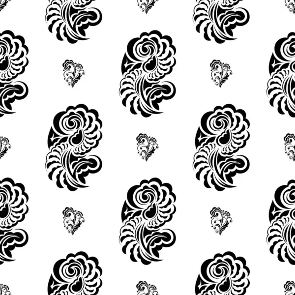 Barok tarzında monogramlı kusursuz siyah beyaz desenli. Geçmişleri, parmak izleri, giyim ve tekstil için iyi. Vektör illüstrasyonu.