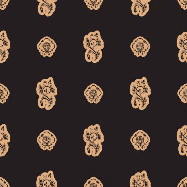 Barok tarzında monogramlı kusursuz koyu bir desen. Menüler, kartpostallar, kitaplar, duvar resimleri ve kumaşlar için iyidir. Vektör illüstrasyonu.