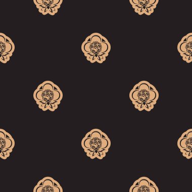 Barok tarzında monogramlı kusursuz koyu bir desen. Menüler, kartpostallar, kitaplar, duvar resimleri ve kumaşlar için iyidir. Vektör illüstrasyonu.
