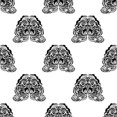 Barok tarzında monogramlı kusursuz siyah beyaz desenli. Özgeçmiş ve parmak izleri için iyi. Vektör illüstrasyonu