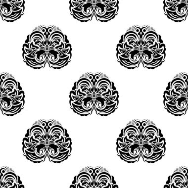 Barok tarzında monogramlı kusursuz siyah beyaz desenli. Özgeçmiş ve parmak izleri için iyi. Vektör illüstrasyonu