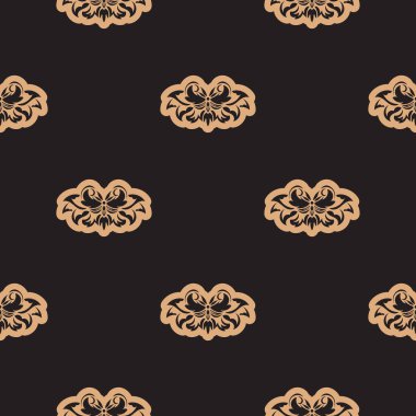 Barok tarzında monogramlı kusursuz koyu bir desen. Menüler, kartpostallar, kitaplar, duvar resimleri ve kumaşlar için iyidir. Vektör illüstrasyonu.