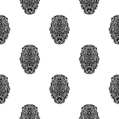 Tiki idol gülen desen kusursuz vektör herhangi bir web tasarımı için geometrik tekrarla