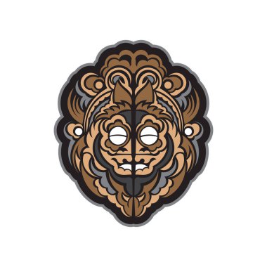 Maori maske izi. Polinezya maskesi. Samoa ve Hawaii desenleri. Şirket tarzı. Vektör illüstrasyonu.