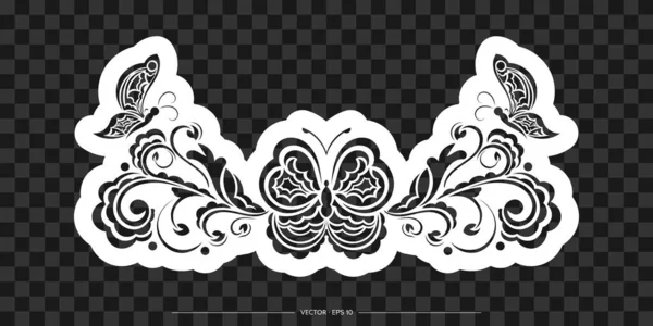 Декоративный Цветочный Орнамент Бабочкой Элемент Дизайна Подходит Логотипов Футболок Отпечатков — стоковый вектор