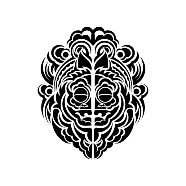 蒙面纹身装饰毛利族风格 非洲传统的传统面具 Tiki Moko 图腾矢量设计 — 图库矢量图片
