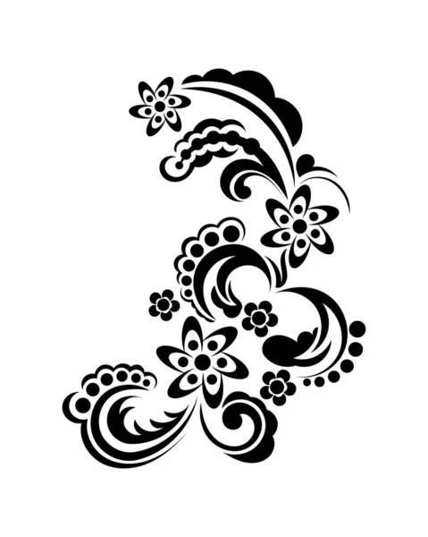 Μαύρο Και Άσπρο Μονόγραμμα Μοτίβο Ρετρό Μπαρόκ Λουλούδια Απομονωμένοι Εικονογράφηση — Διανυσματικό Αρχείο
