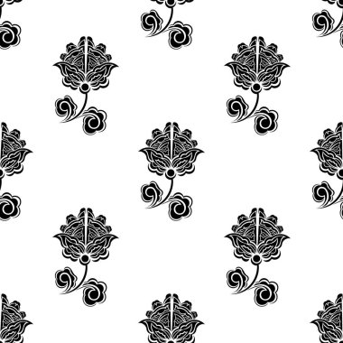 Antika süslemeli kusursuz desen. Giysiler, tekstil, geçmiş ve parmak izleri için iyi. Vektör illüstrasyonu.