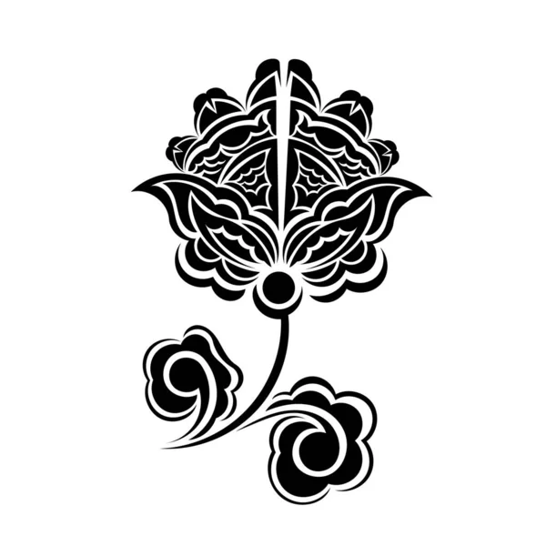 Silhouette Noire Rose Aux Feuilles Illustration Vectorielle — Image vectorielle