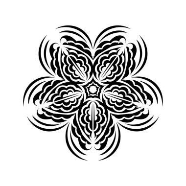 Daire şeklinde siyah-beyaz mandala şeklinde Henna, Mehndi, dövme, dekorasyon. Etnik doğu tarzında dekoratif süs.