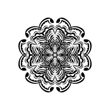 Daire şeklinde siyah ve beyaz desenli mandala. Henna, Mehndi ve dekorasyon için. Etnik doğu tarzında dekoratif süs.