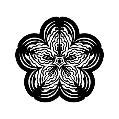 Daire şeklinde siyah-beyaz mandala deseni. Henna için mandala, dövme, dekorasyon. Etnik doğu tarzında dekoratif süs.