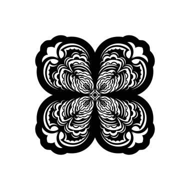 Daire şeklinde siyah-beyaz mandala deseni. Henna için mandala, dövme, dekorasyon. Etnik doğu tarzında dekoratif süs.