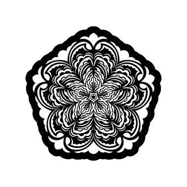 Daire şeklinde siyah-beyaz mandala deseni. Henna için mandala, dövme, dekorasyon. Etnik doğu tarzında dekoratif süs.