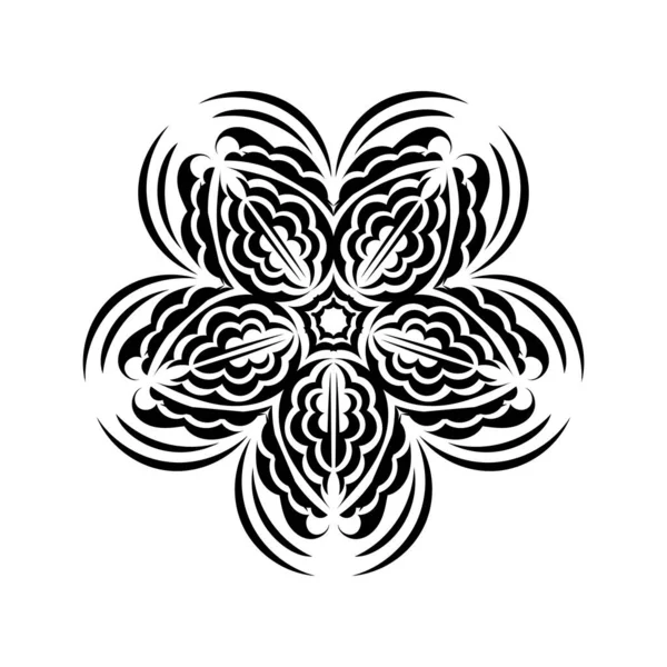 Daire şeklinde siyah-beyaz mandala şeklinde Henna, Mehndi, dövme, dekorasyon. Etnik doğu tarzında dekoratif süs.