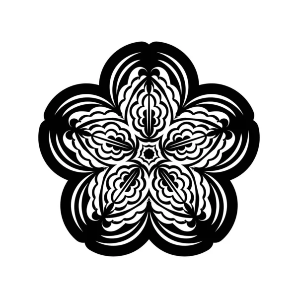 Daire şeklinde siyah-beyaz mandala deseni. Henna için mandala, dövme, dekorasyon. Etnik doğu tarzında dekoratif süs.