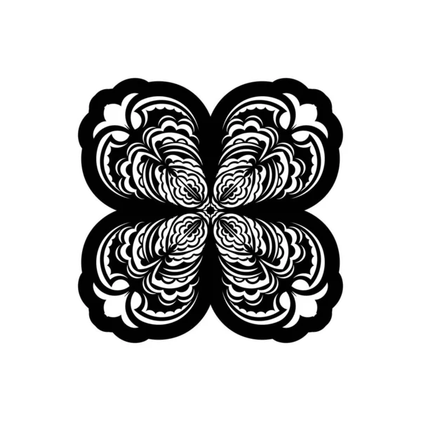 Daire şeklinde siyah-beyaz mandala deseni. Henna için mandala, dövme, dekorasyon. Etnik doğu tarzında dekoratif süs.