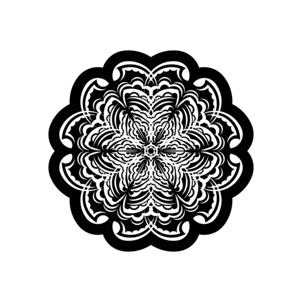 Daire şeklinde siyah-beyaz mandala deseni. Henna için mandala, dövme, dekorasyon. Etnik doğu tarzında dekoratif süs.