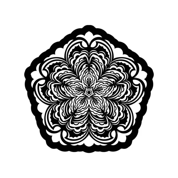 Daire şeklinde siyah-beyaz mandala deseni. Henna için mandala, dövme, dekorasyon. Etnik doğu tarzında dekoratif süs.