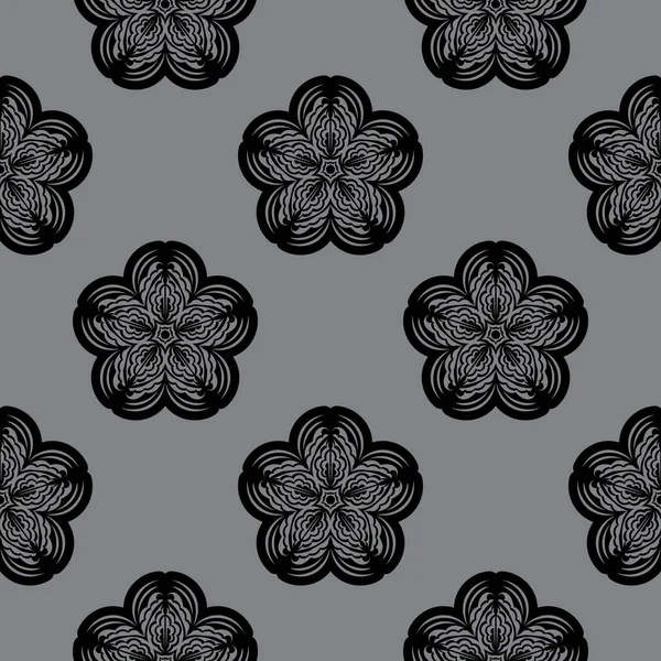 Kusursuz gri desenli, antika süslemeli. Giysiler, tekstil, geçmiş ve parmak izleri için iyi. Vektör illüstrasyonu.