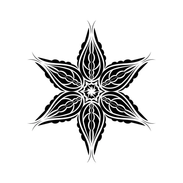 Siyah Kaligrafik Nilüfer Çiçeği Yoga Sembolü Basit Düz Vektör Çizimi — Stok Vektör