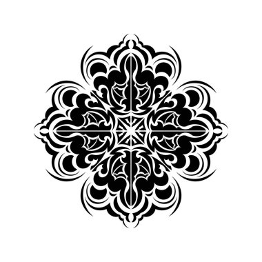 Dairesel süs, dolu siluet. Vektör illüstrasyonu