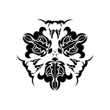 Dairesel süs, dolu siluet. Dövmeler, parmak izleri ve kartpostallar için iyi. Vektör illüstrasyonu