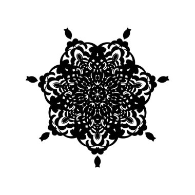 Dairesel süs, dolu siluet. Logolar, parmak izleri ve kartpostallar için iyi. Beyaz arka planda izole edilmiş. Vektör illüstrasyonu