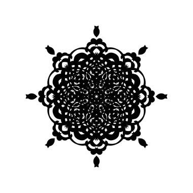 Dairesel süs, dolu siluet. Logolar, parmak izleri ve kartpostallar için iyi. Beyaz arka planda izole edilmiş. Vektör illüstrasyonu
