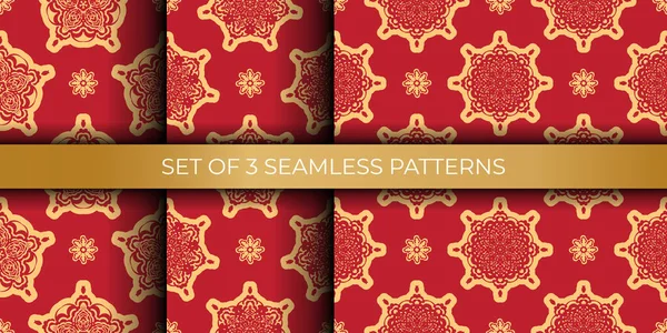 Set Von Roten Weihnachten Nahtlose Muster Mit Ornament Gut Für — Stockvektor