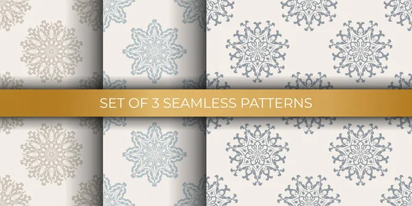 Set Beige Seamless Pattern Ornament Good Clothing Textiles Vector Illustration — Stock Vector